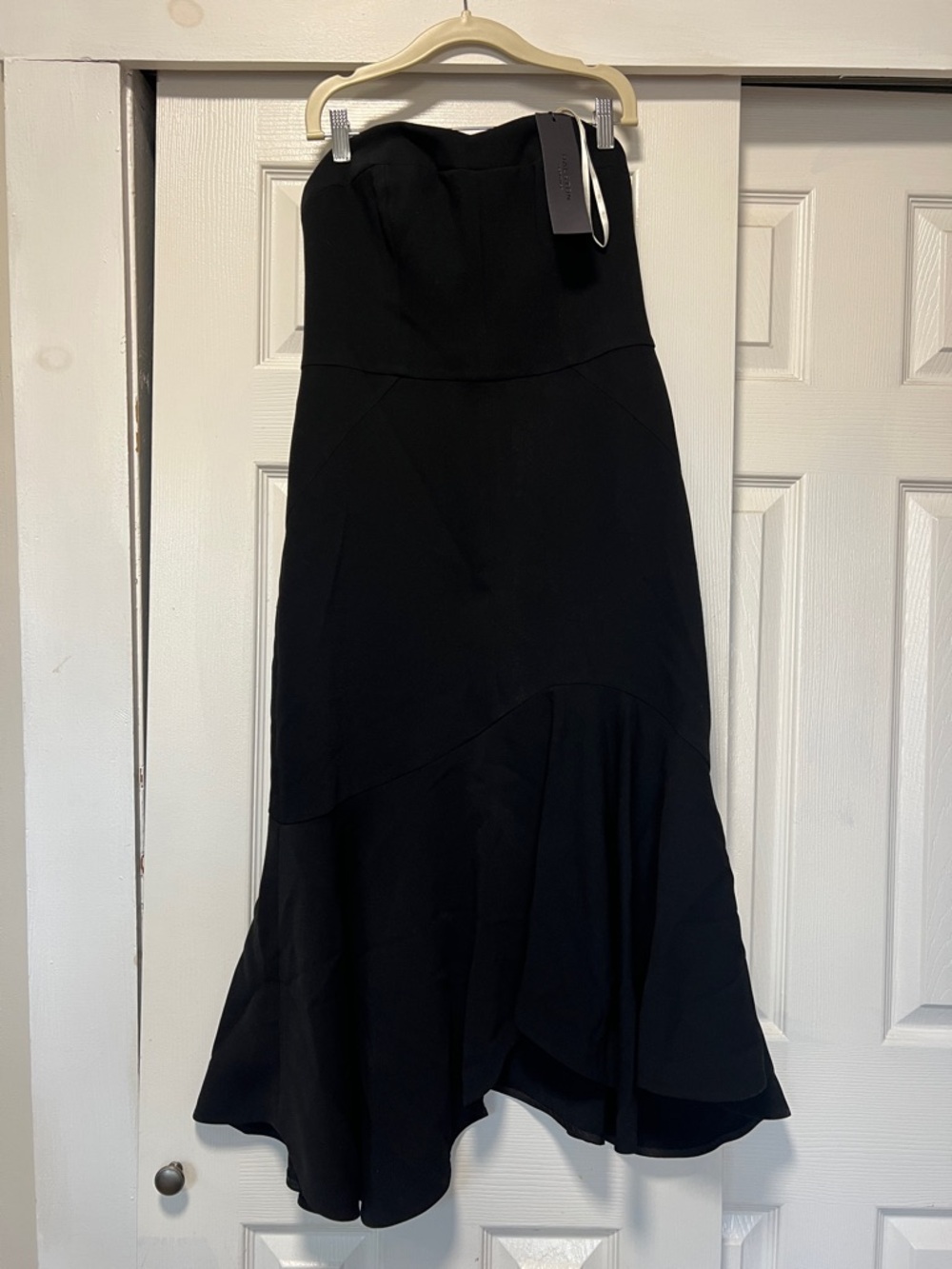 Halston Heritage Black Strapless Midi Dress